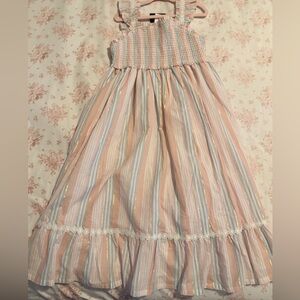 Cynthia Rowley Pastel Striped Dress with Lace Detail
